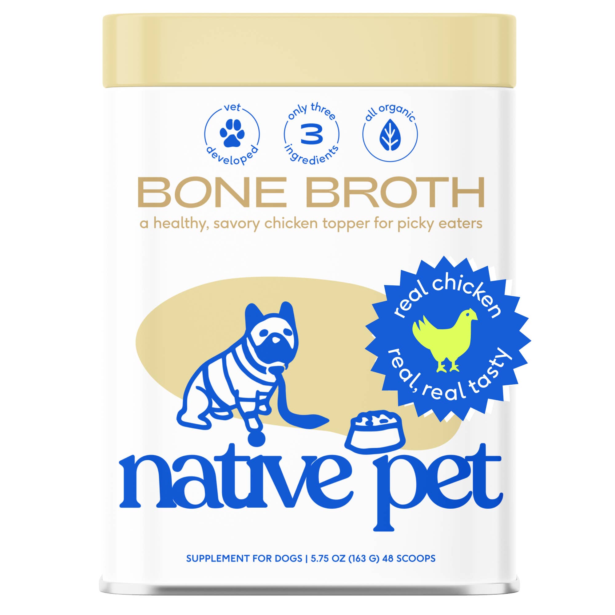 Organic Chicken Bone Broth Powder, Grain-Free Food Topper: Small