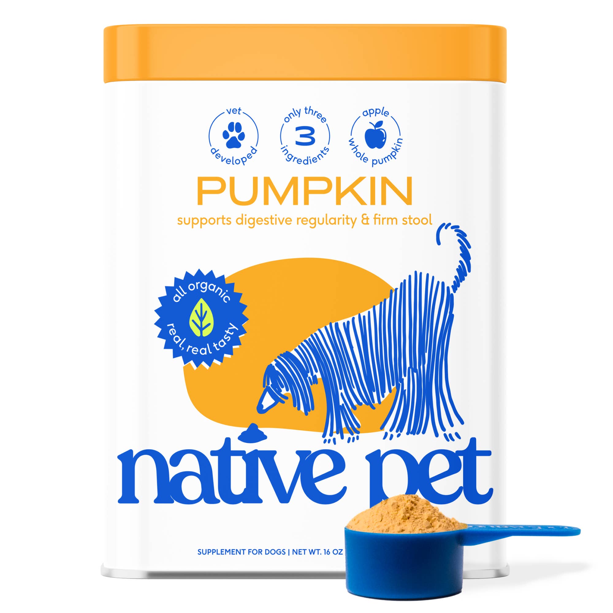 Organic Pumpkin Fiber Powder, Digestive Supplement for Dogs: 8 oz