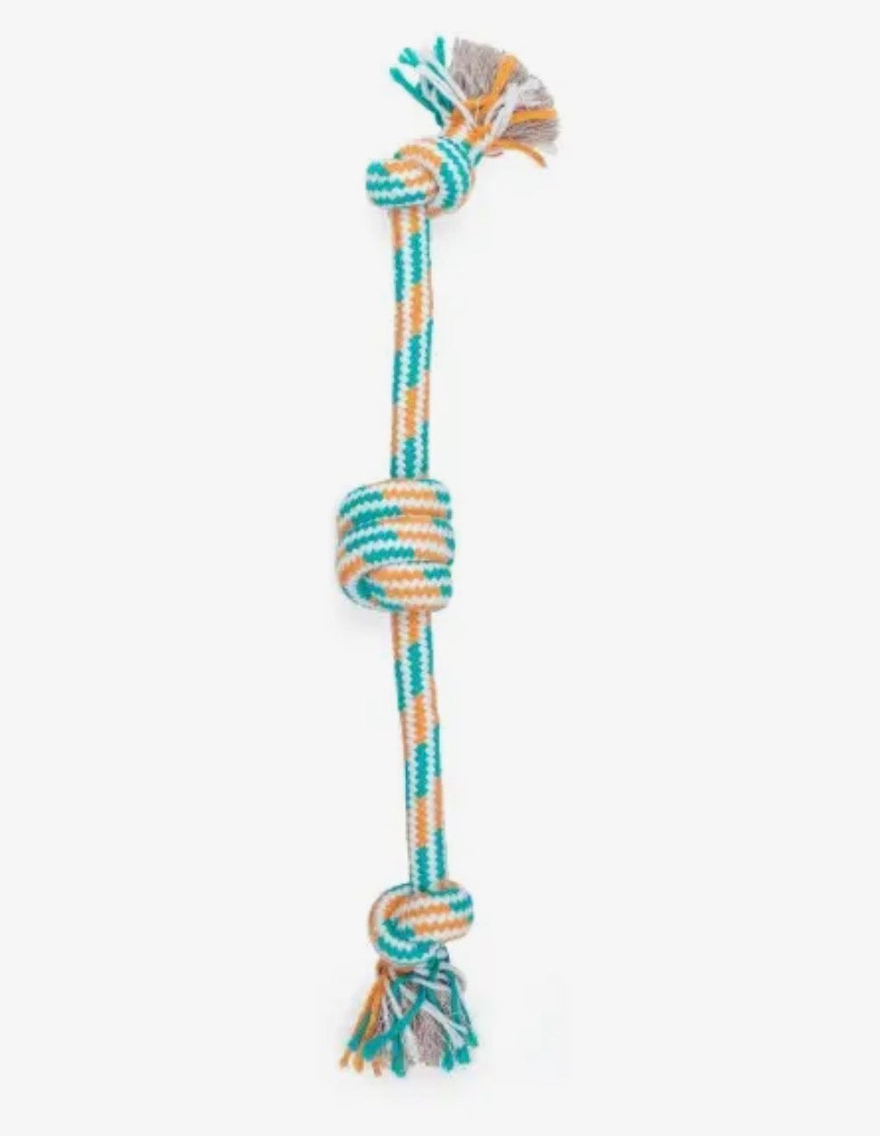 Thoozypet 3-Knot Rope Dog Toy – Orange/Teal 16”