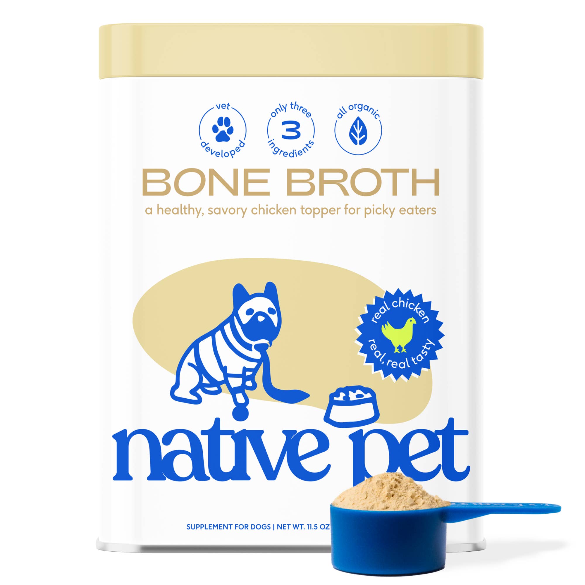 Organic Chicken Bone Broth Powder, Grain-Free Food Topper: Small