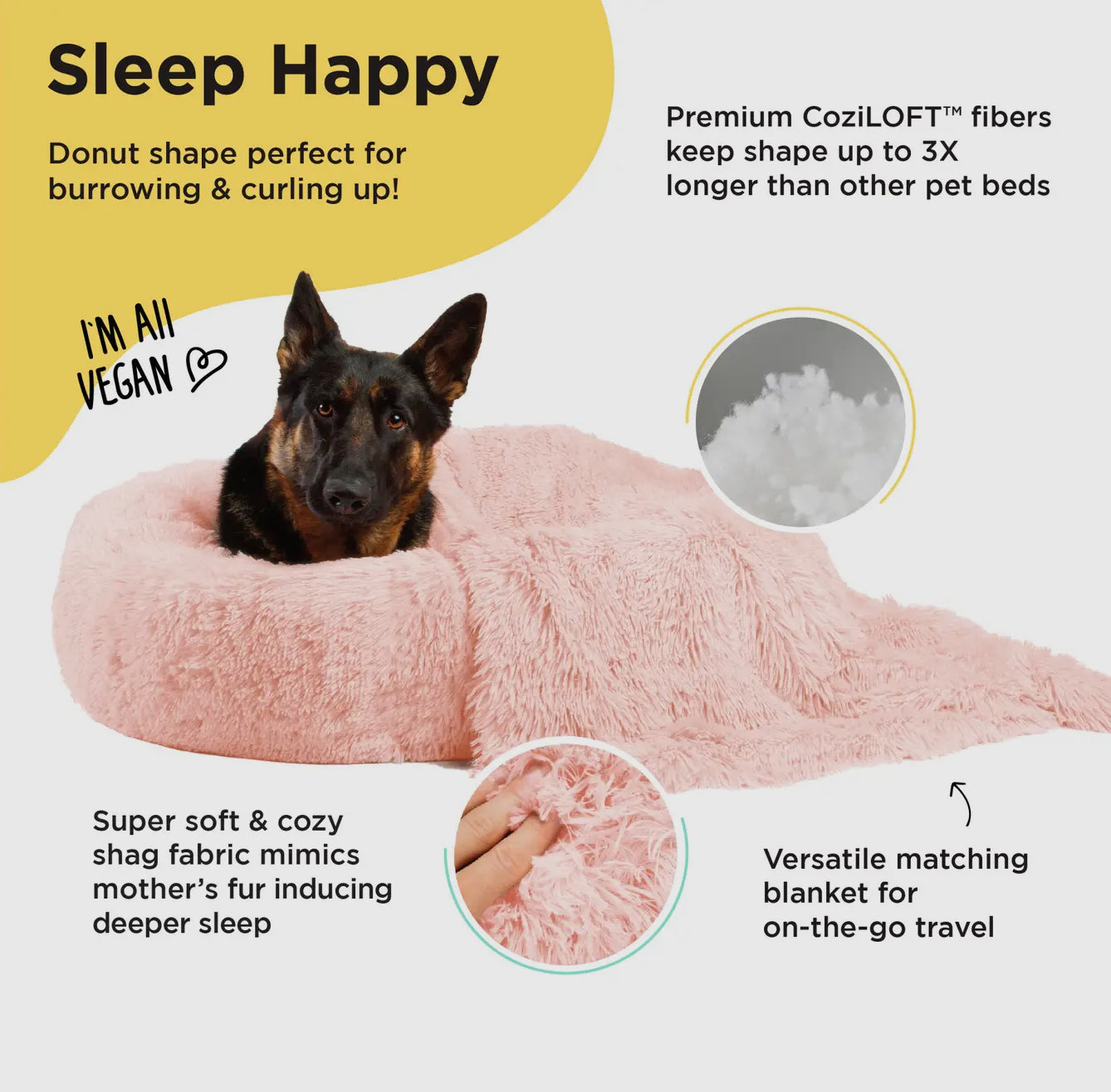 Donut Shag Bundle Bed and Blanket Candy Pink 36x36