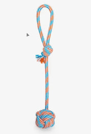 Thoozypet Ball Tug Rope Dog Toy with Handle Blue / Red 17’’