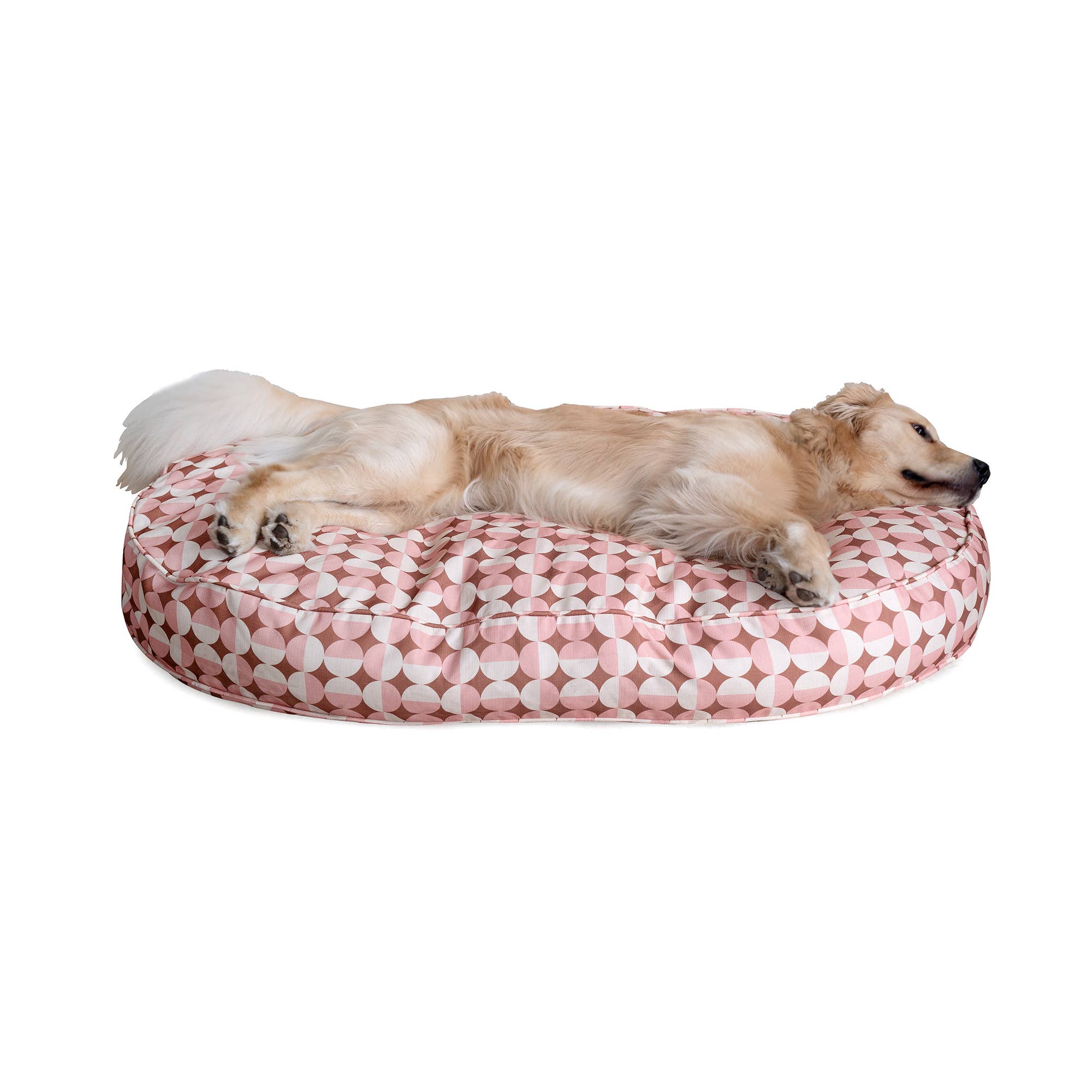 Oval Lounger Geo Modern Dog Bed: Rosy Geo / Medium