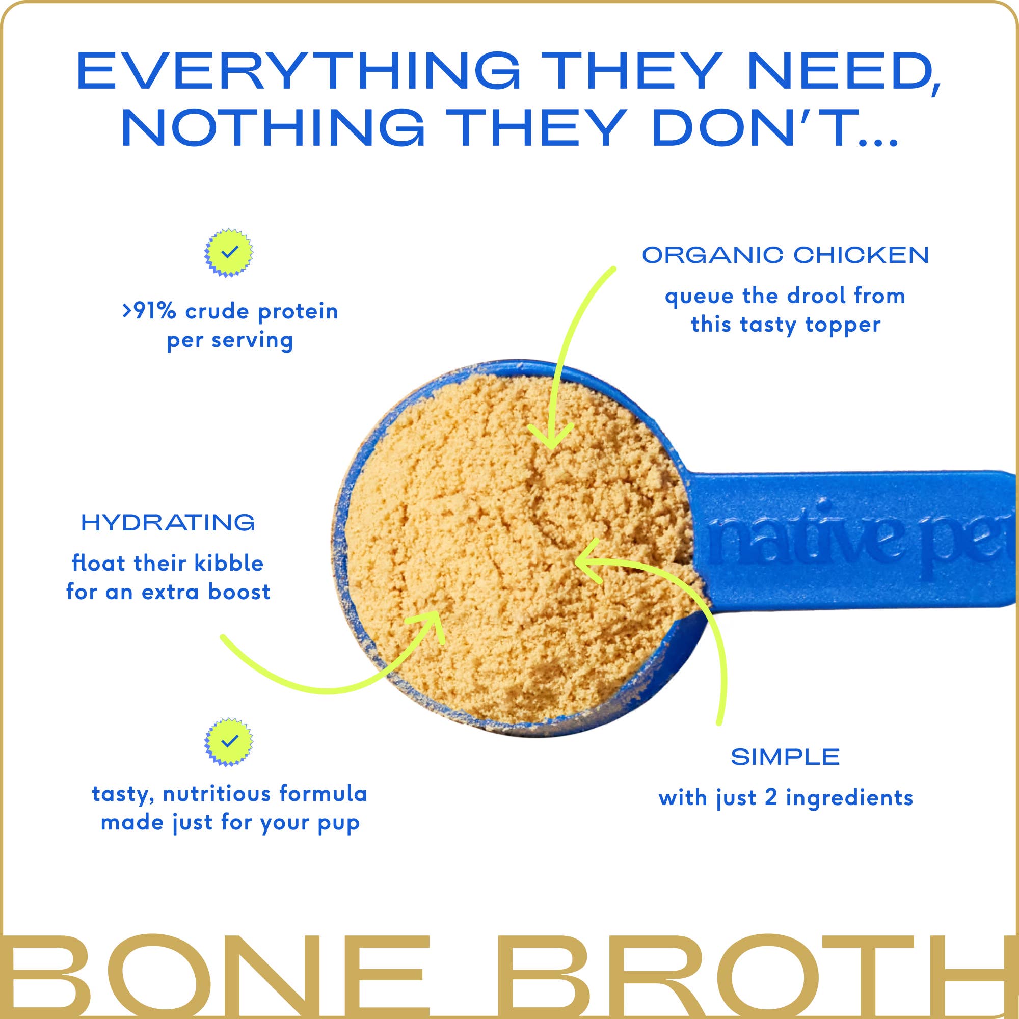 Organic Chicken Bone Broth Powder, Grain-Free Food Topper: Small