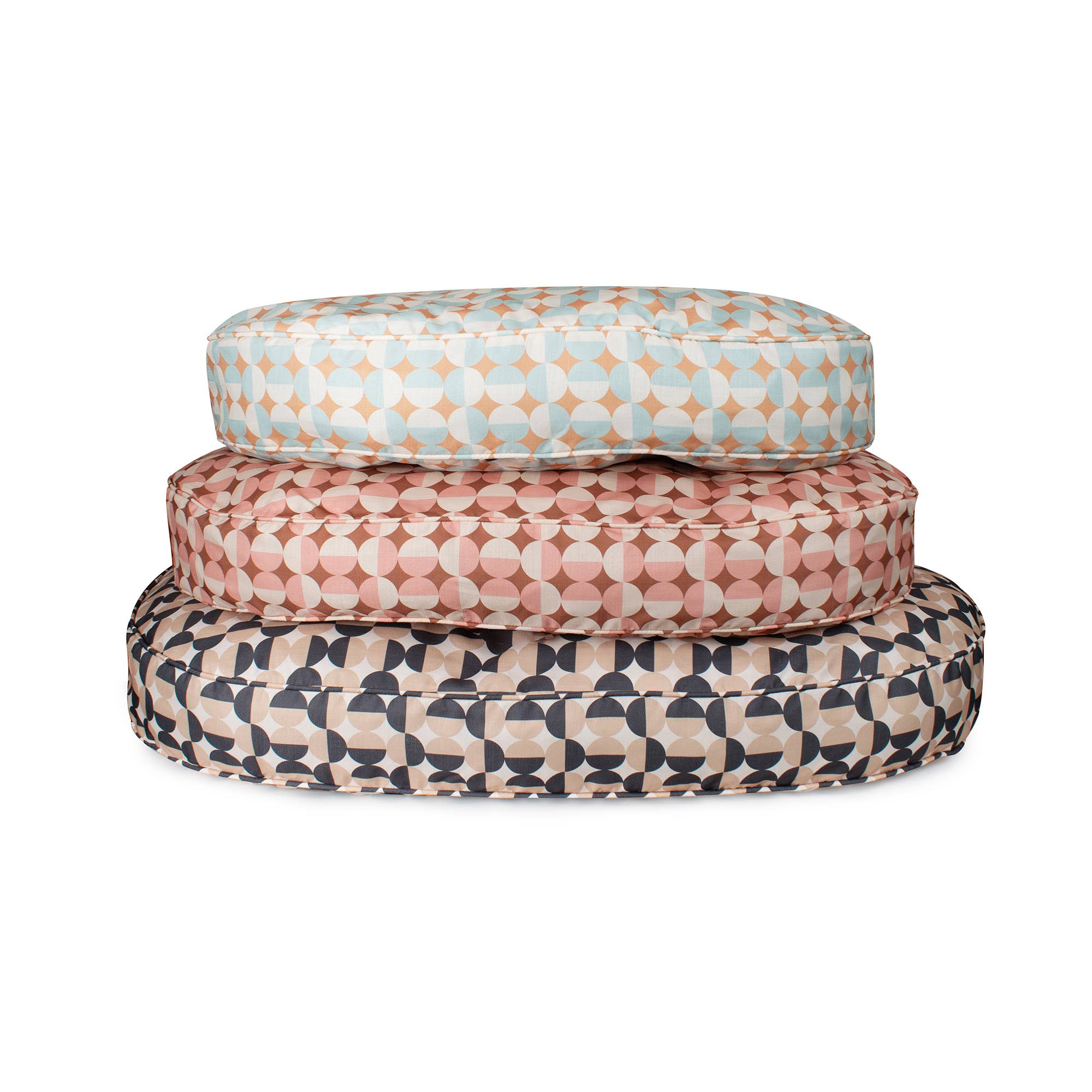 Oval Lounger Geo Modern Dog Bed: Rosy Geo / Medium