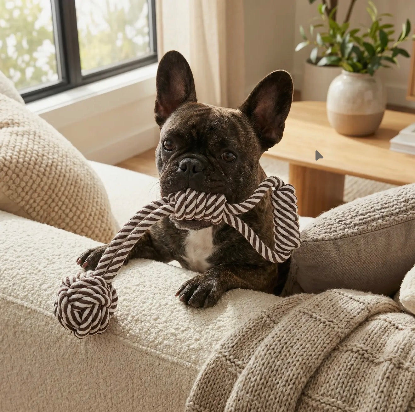 Brown & White Monkey Fist Rope Dog Toy