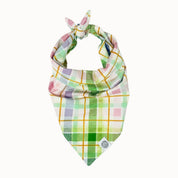 Buttercup Dog Bandana | Pastel Plaid Pet Scarf Accessory: Green / M