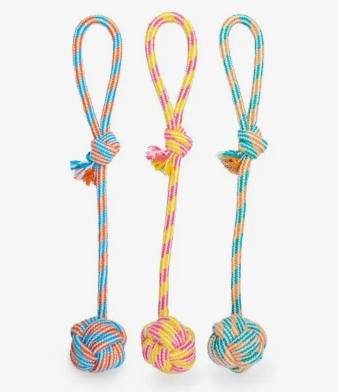 Thoozypet Ball Tug Rope Dog Toy with Handle Blue / Red 17’’