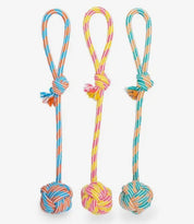 Thoozypet Ball Tug Rope Dog Toy with Handle Blue / Red 17’’