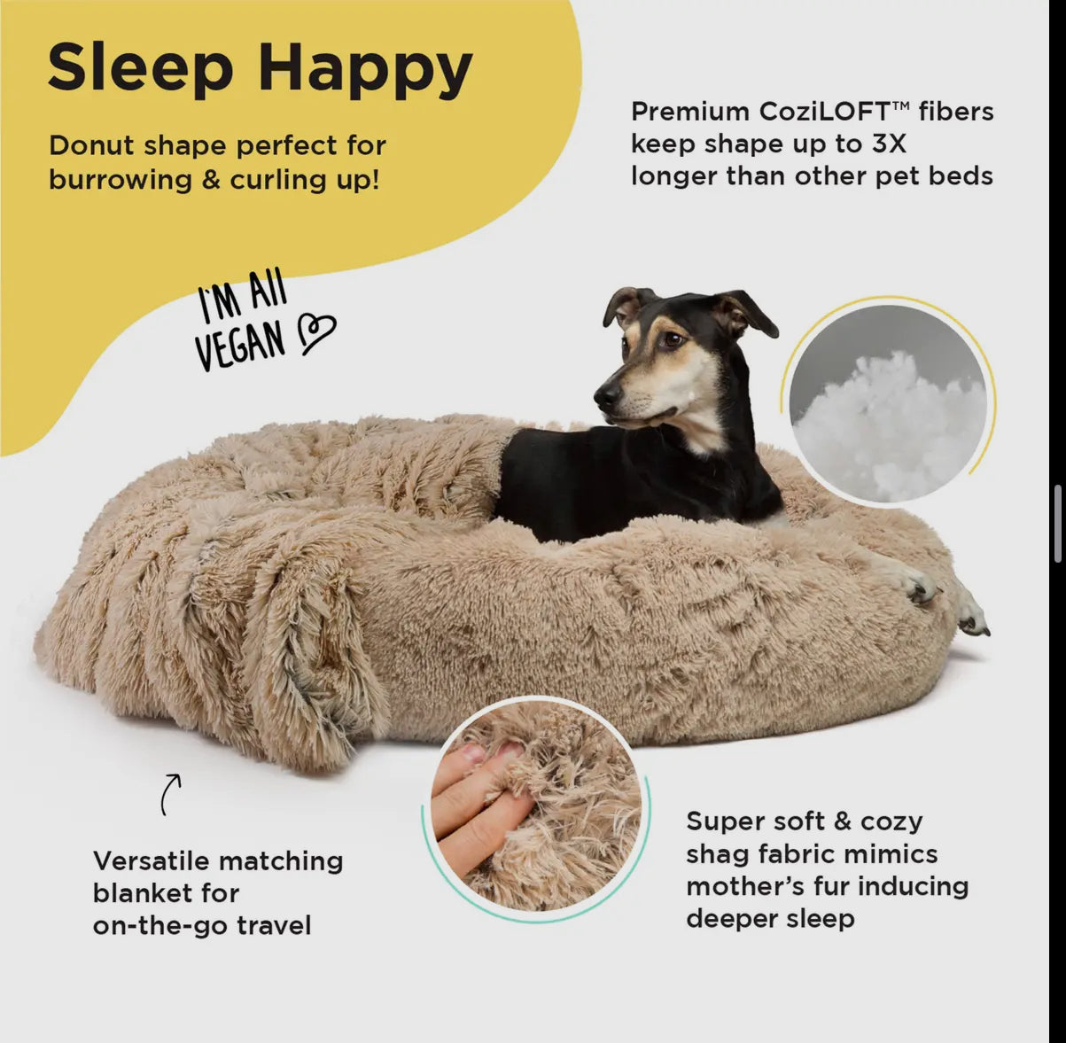 Donut Shag Bundle Bed and Blanket 36 x 36