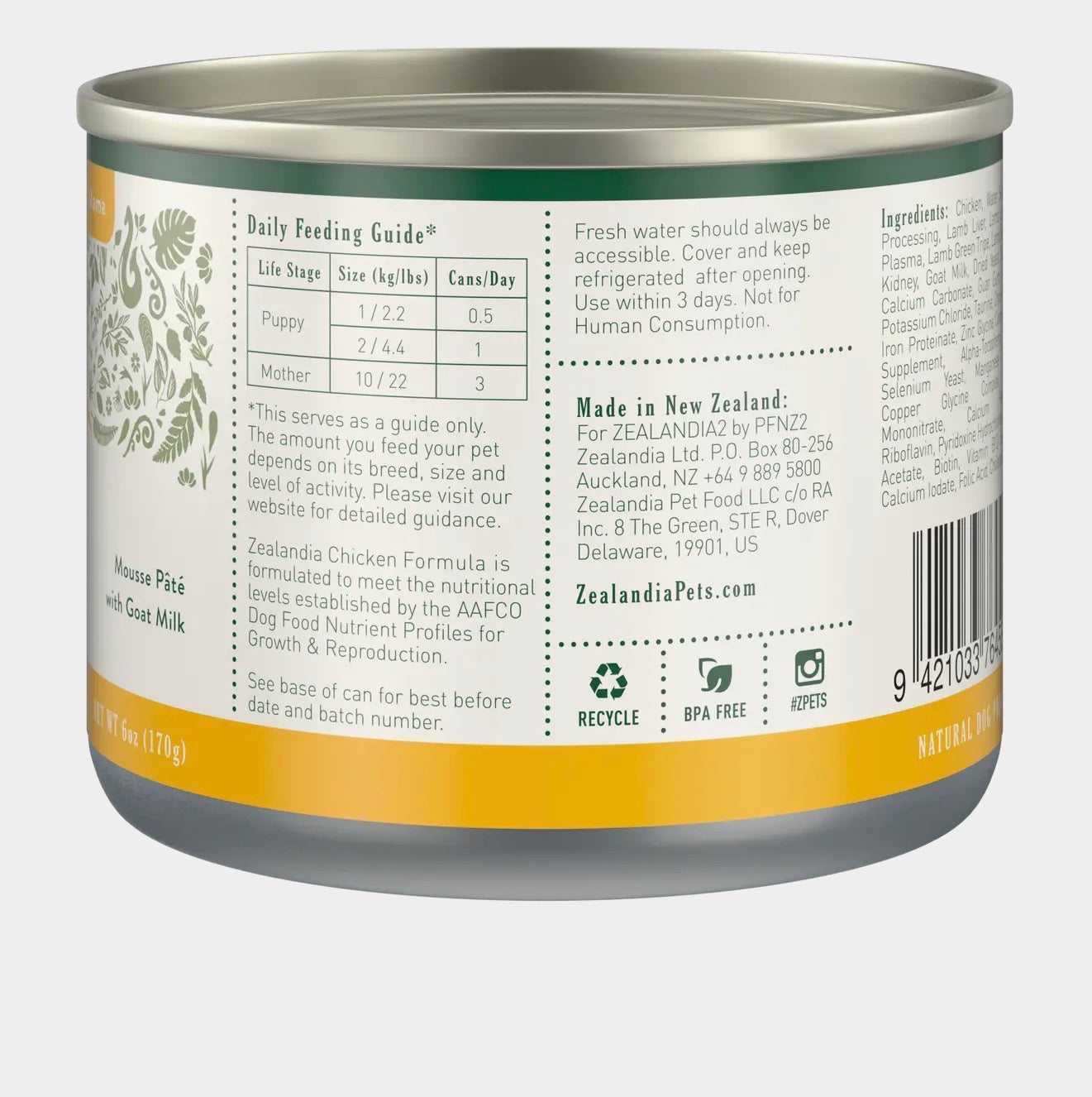 Zealandia Chicken Formula Wet Puppy Food – 6 oz