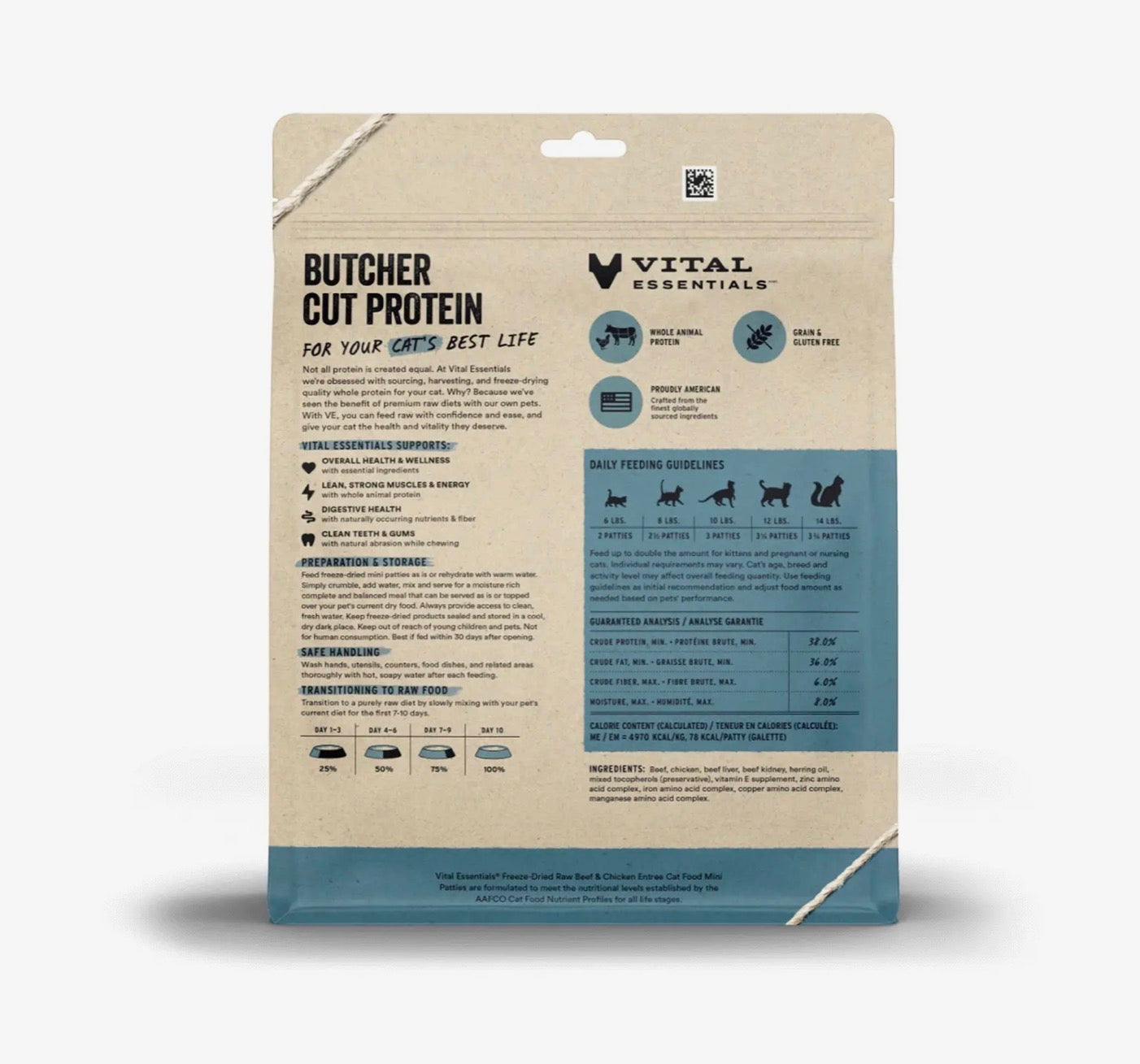 Vital Essentials Freeze-Dried Raw Beef & Chicken Mini Patties for Dogs & Cats – 8 oz