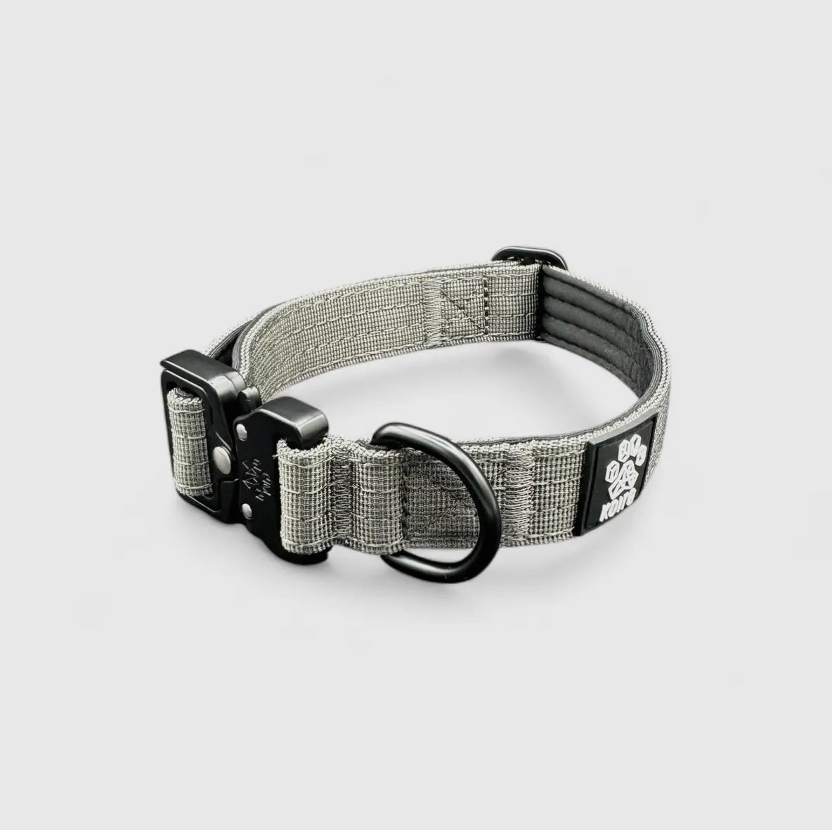 Durable Grey Nylon Dog Collar with Metal Buckle