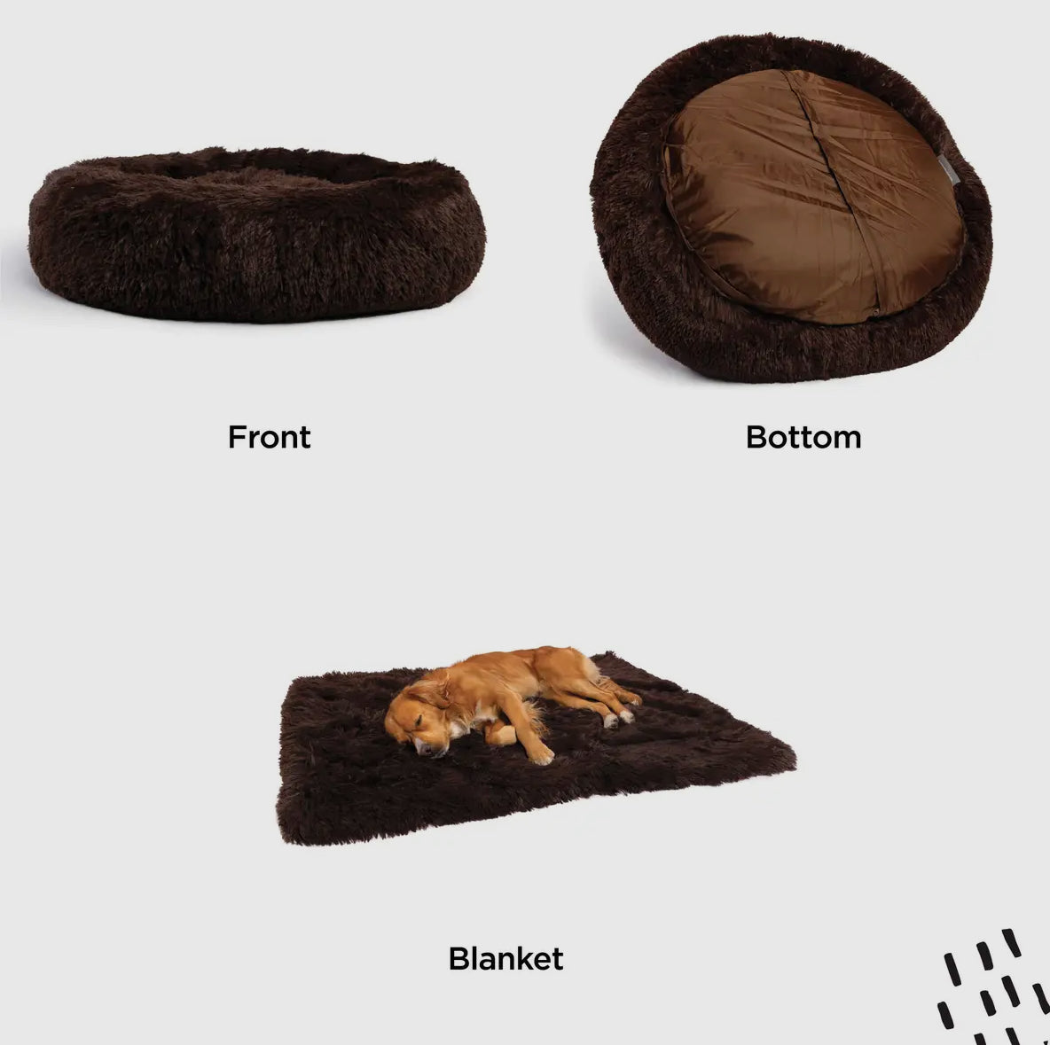 Donut Shag Bundle Bed and Blanket Dark Chocolate 23”x23”