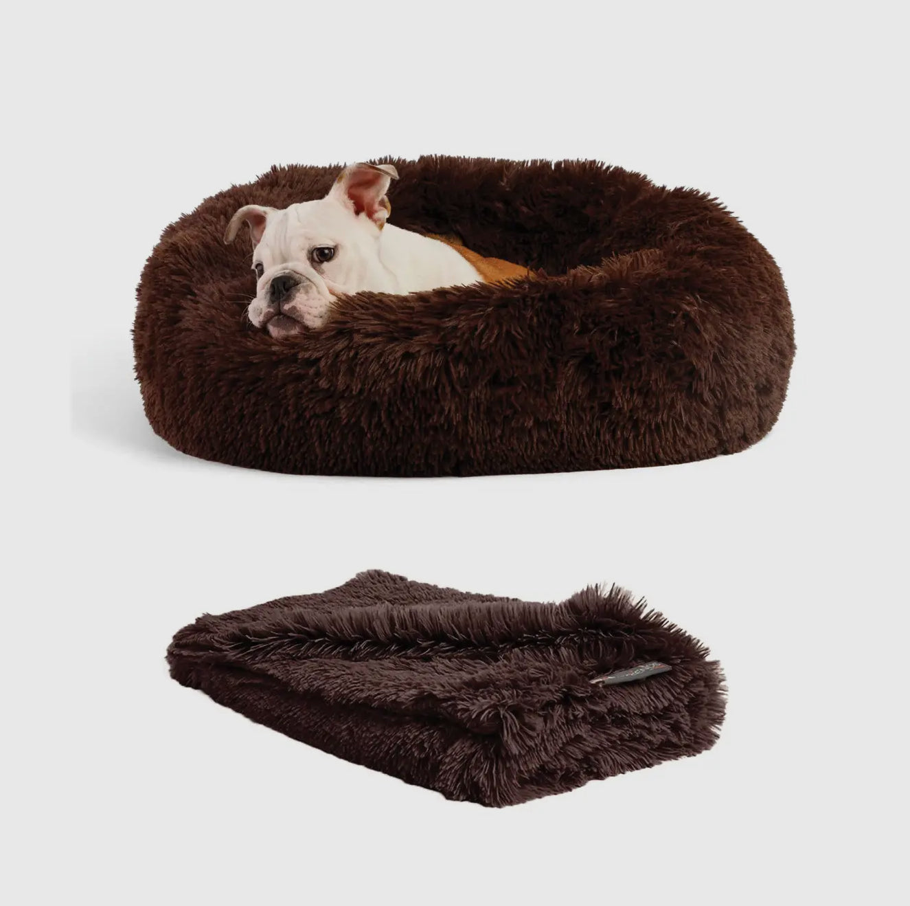 Donut Shag Bundle Bed and Blanket Dark Chocolate 23”x23”
