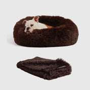 Donut Shag Bundle Bed and Blanket Dark Chocolate 23”x23”