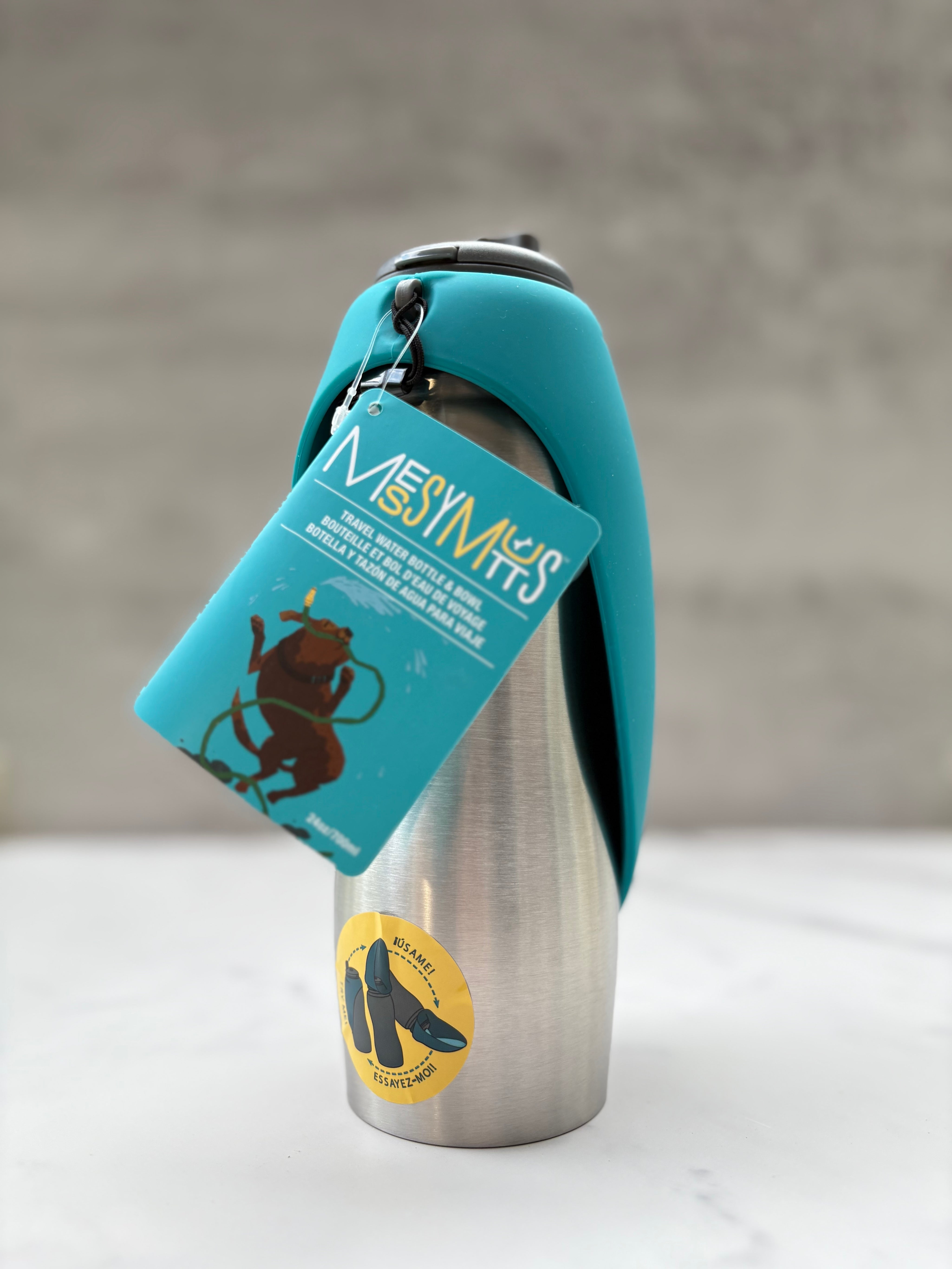 Messy Mutts W/Stainless Travel Water Bottle Blue