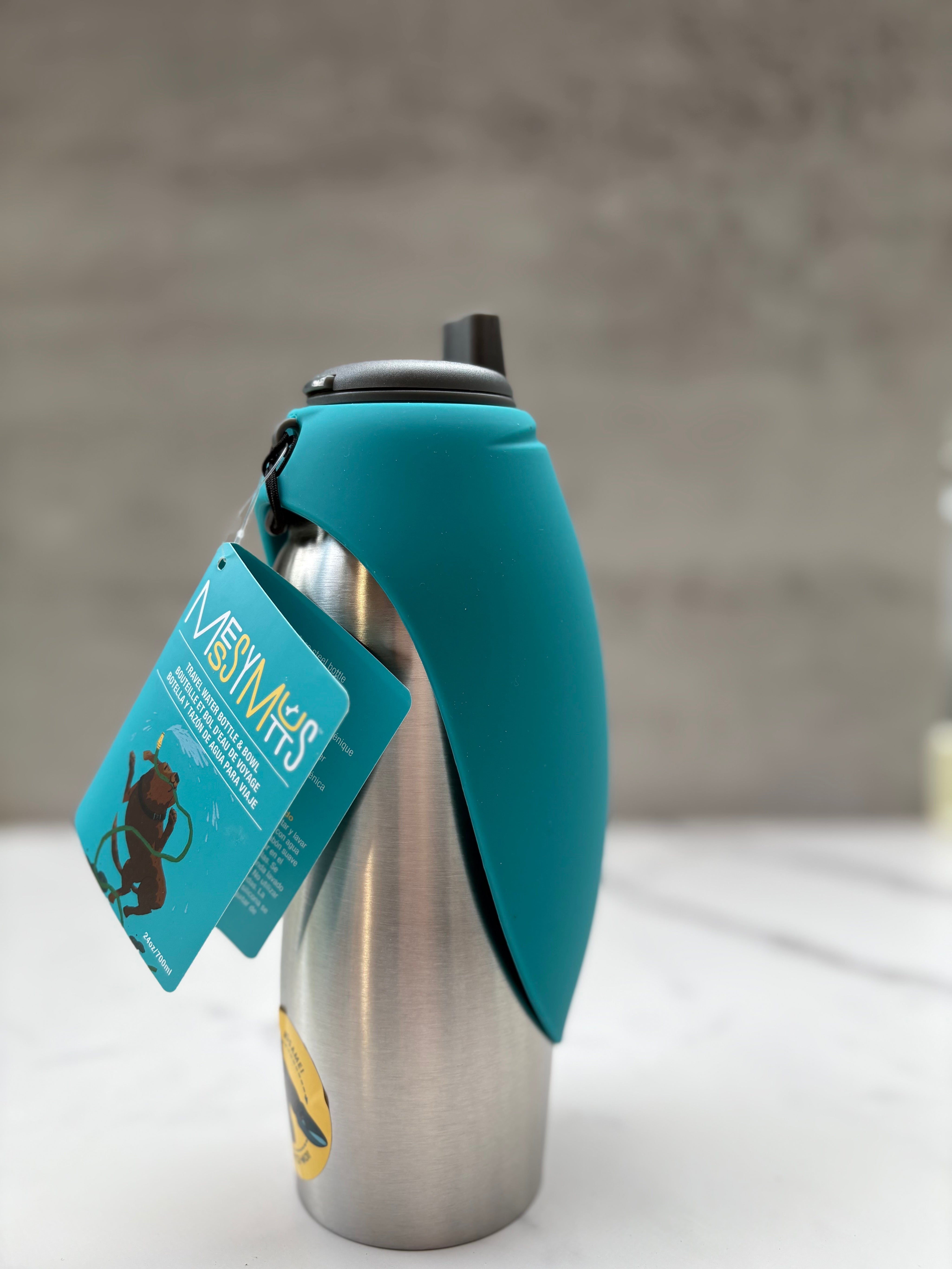 Messy Mutts W/Stainless Travel Water Bottle Blue