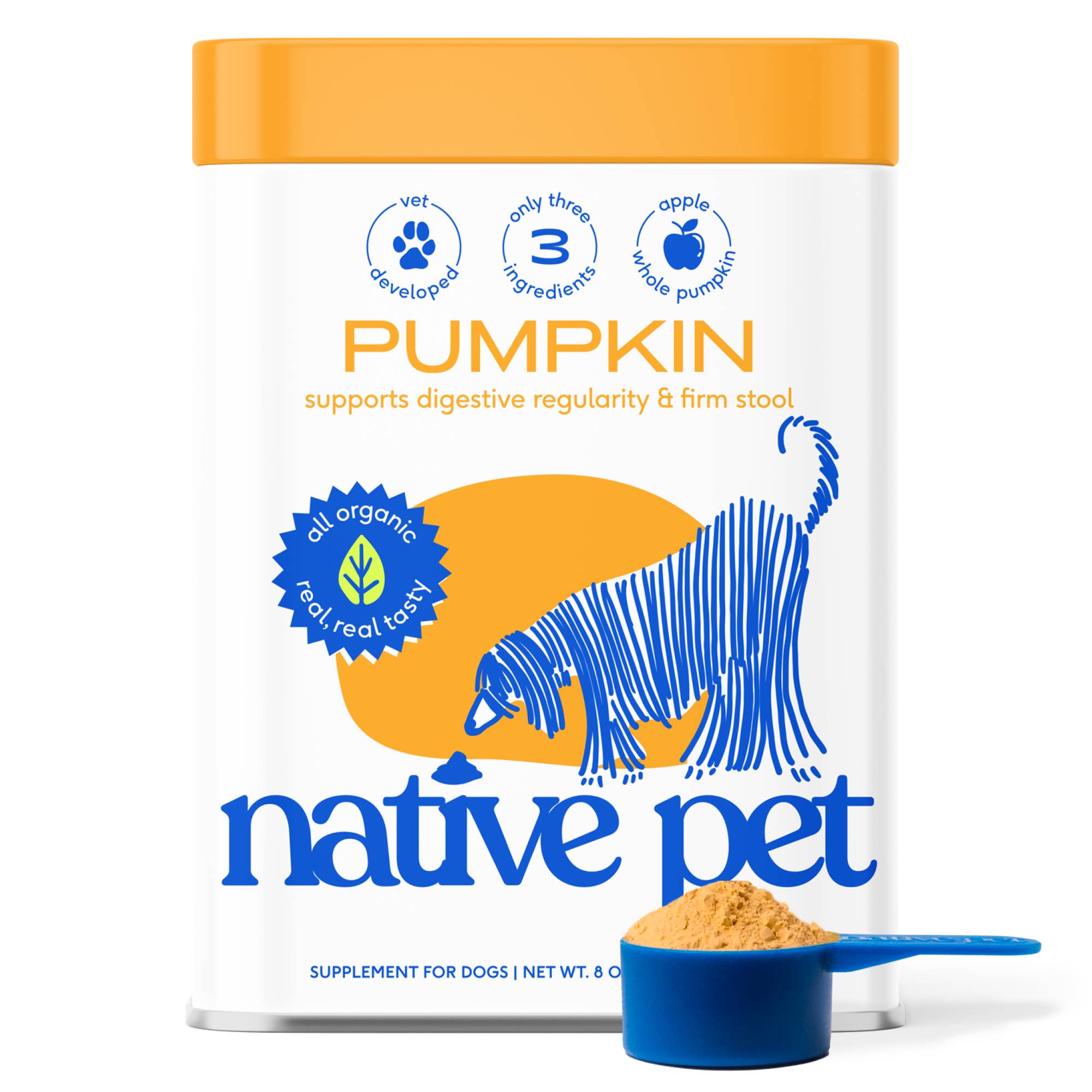 Organic Pumpkin Fiber Powder, Digestive Supplement for Dogs: 8 oz