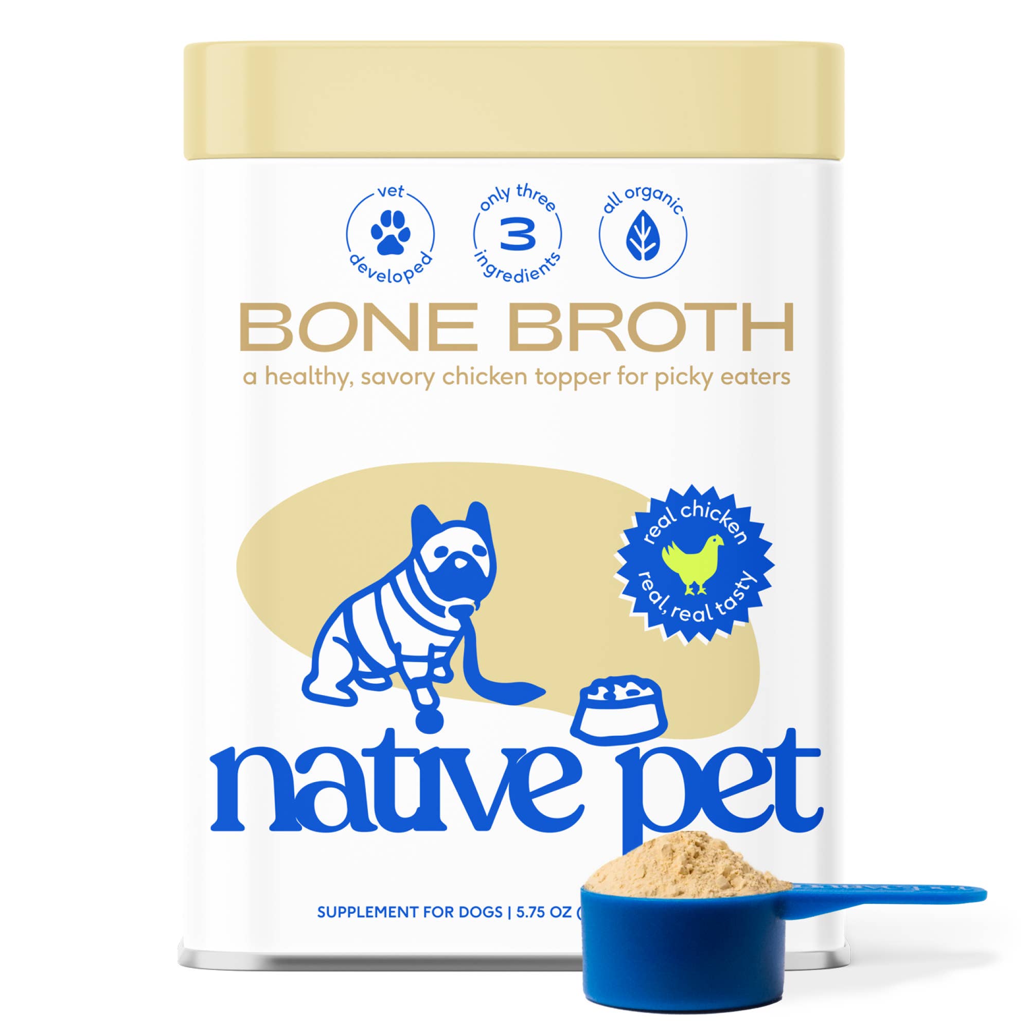 Organic Chicken Bone Broth Powder, Grain-Free Food Topper: Small