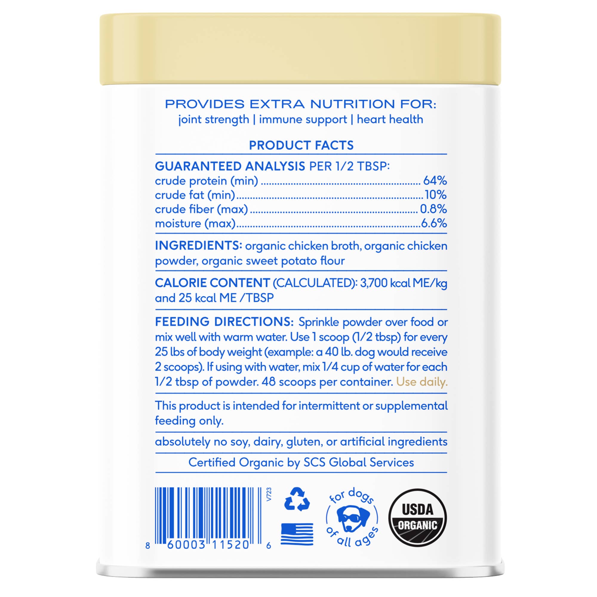 Organic Chicken Bone Broth Powder, Grain-Free Food Topper: Small