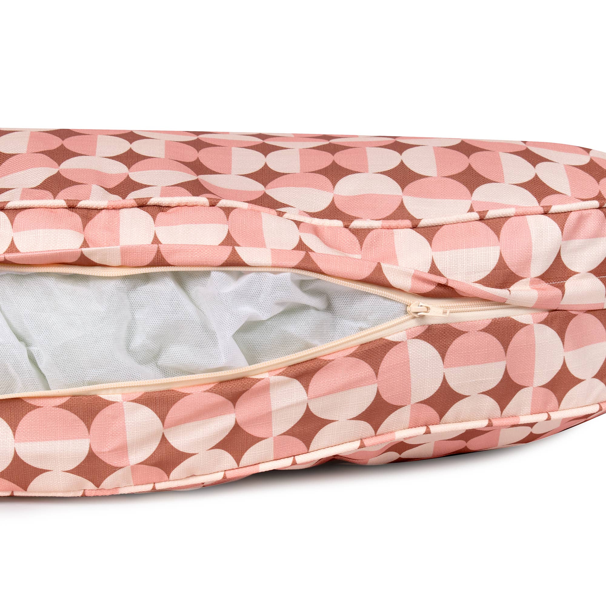 Oval Lounger Geo Modern Dog Bed: Rosy Geo / Medium